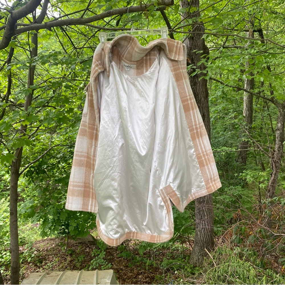 Sebby Plaid Blazer in Tan and Cream